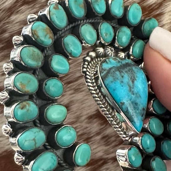 Sold ❤️ Turquoise mega naja southwestern sterling silver naja - Picture 4 of 10